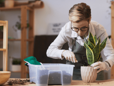 Broken snake plant leaves