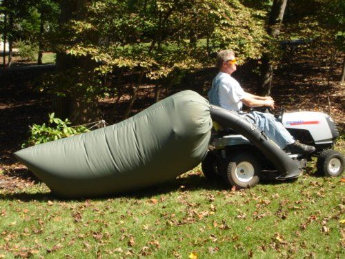 gathering leaf and debris with leaf bagger