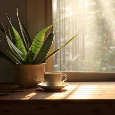 Snake plant and tea leaves 3