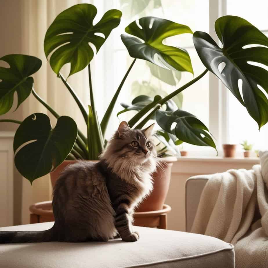 philodendron and cats